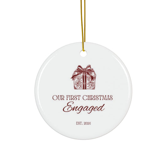 1st Christmas Engaged, Ceramic Ornaments, 2-Side Print