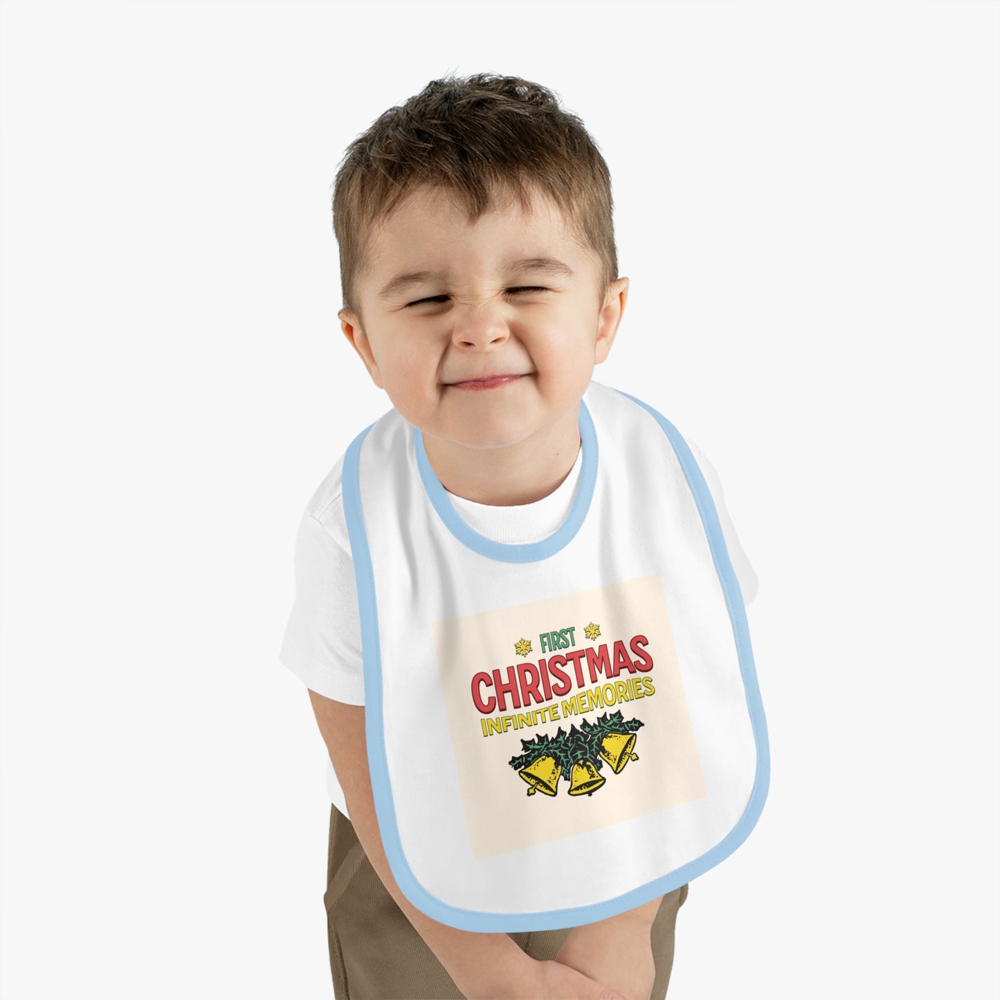 1st baby Christmas Baby Contrast Trim Jersey Bib