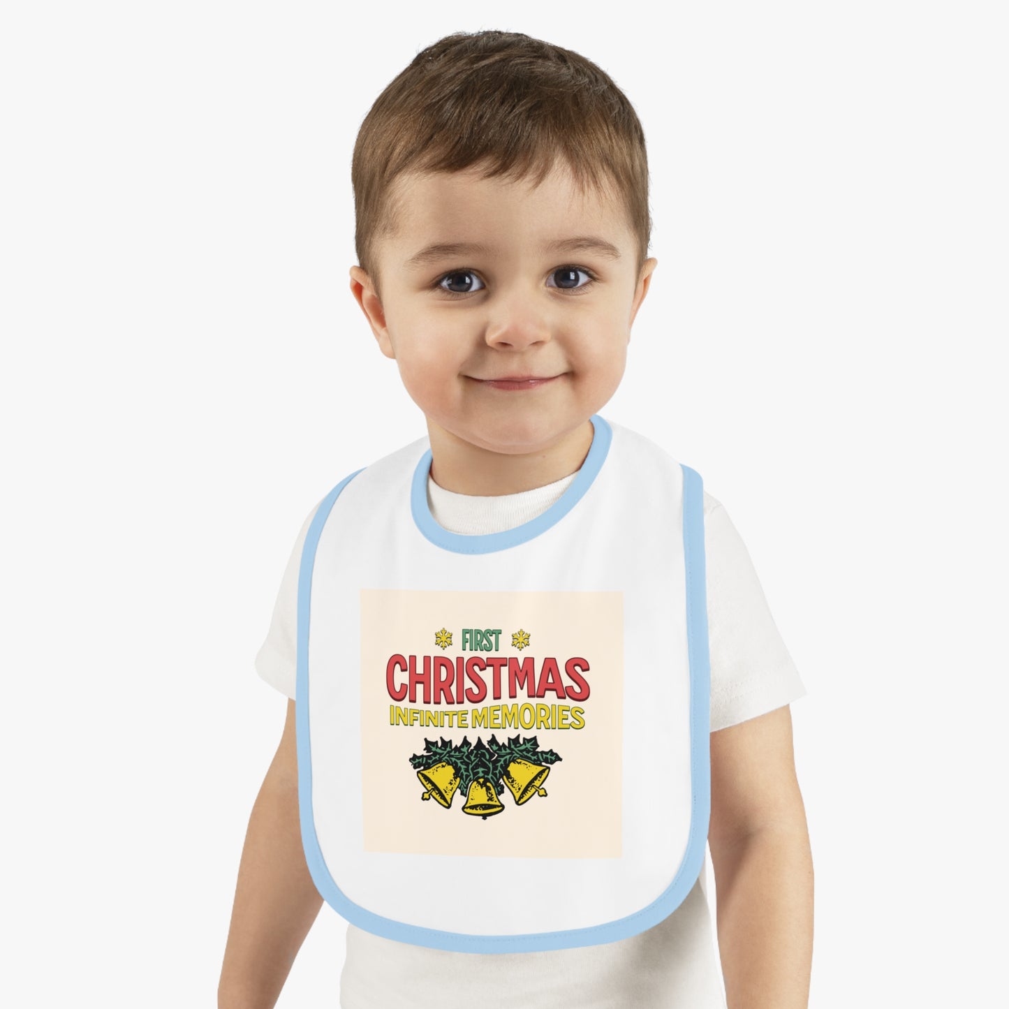 1st baby Christmas Baby Contrast Trim Jersey Bib