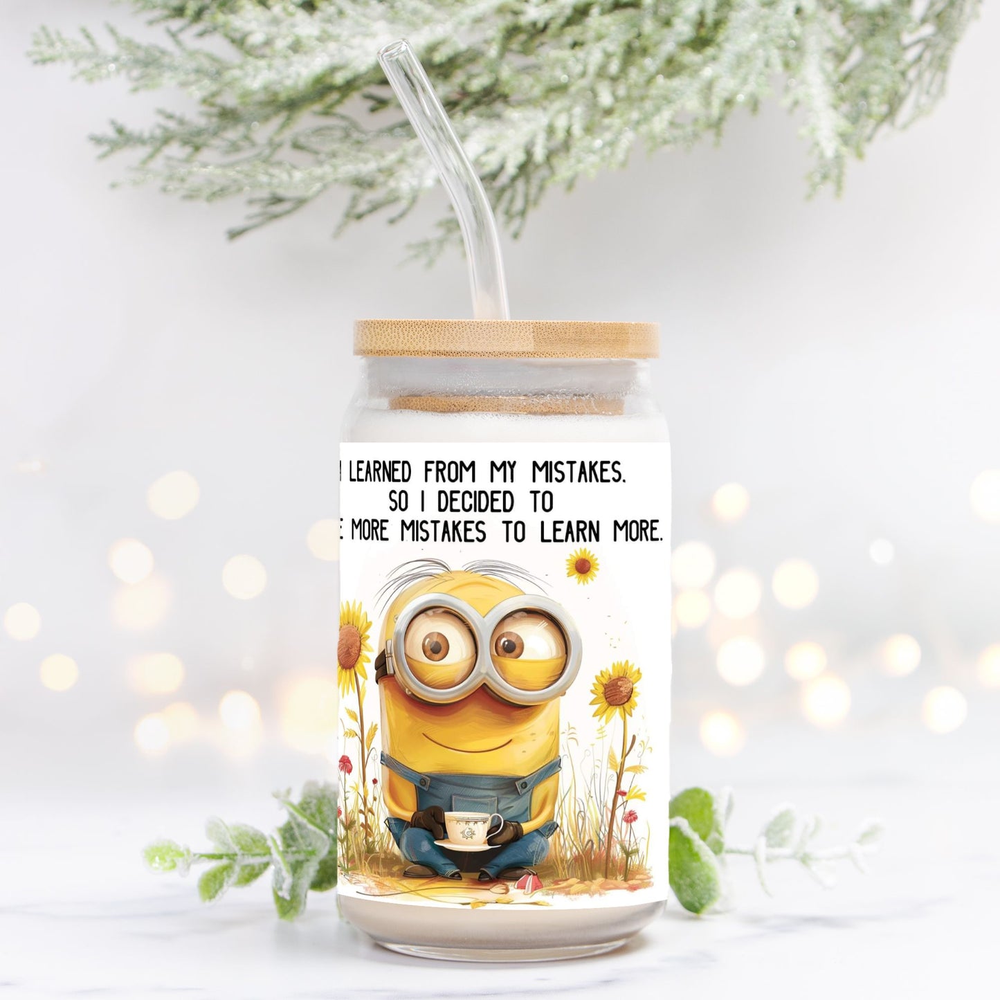 Minion sipper Glass Can 16oz