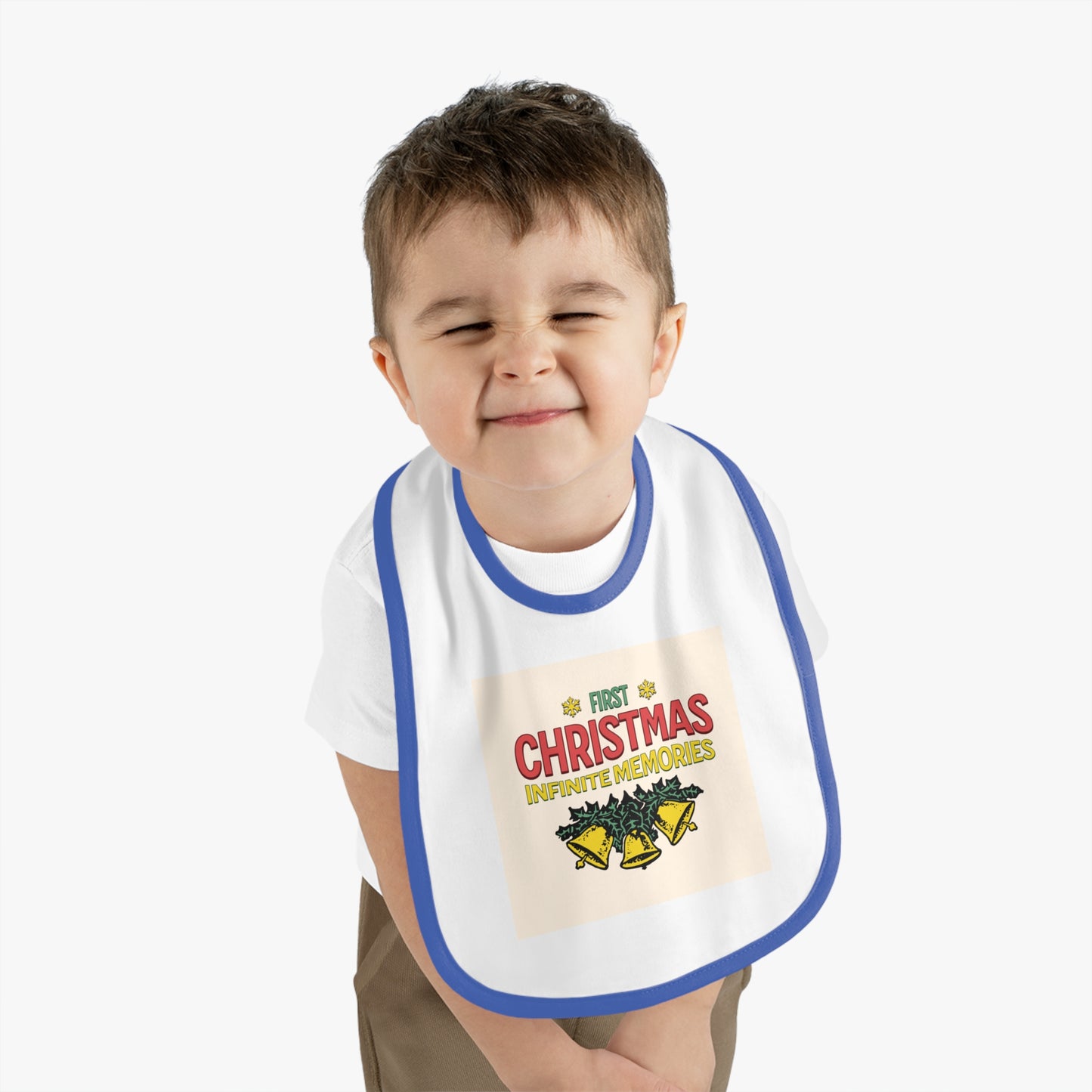 1st baby Christmas Baby Contrast Trim Jersey Bib