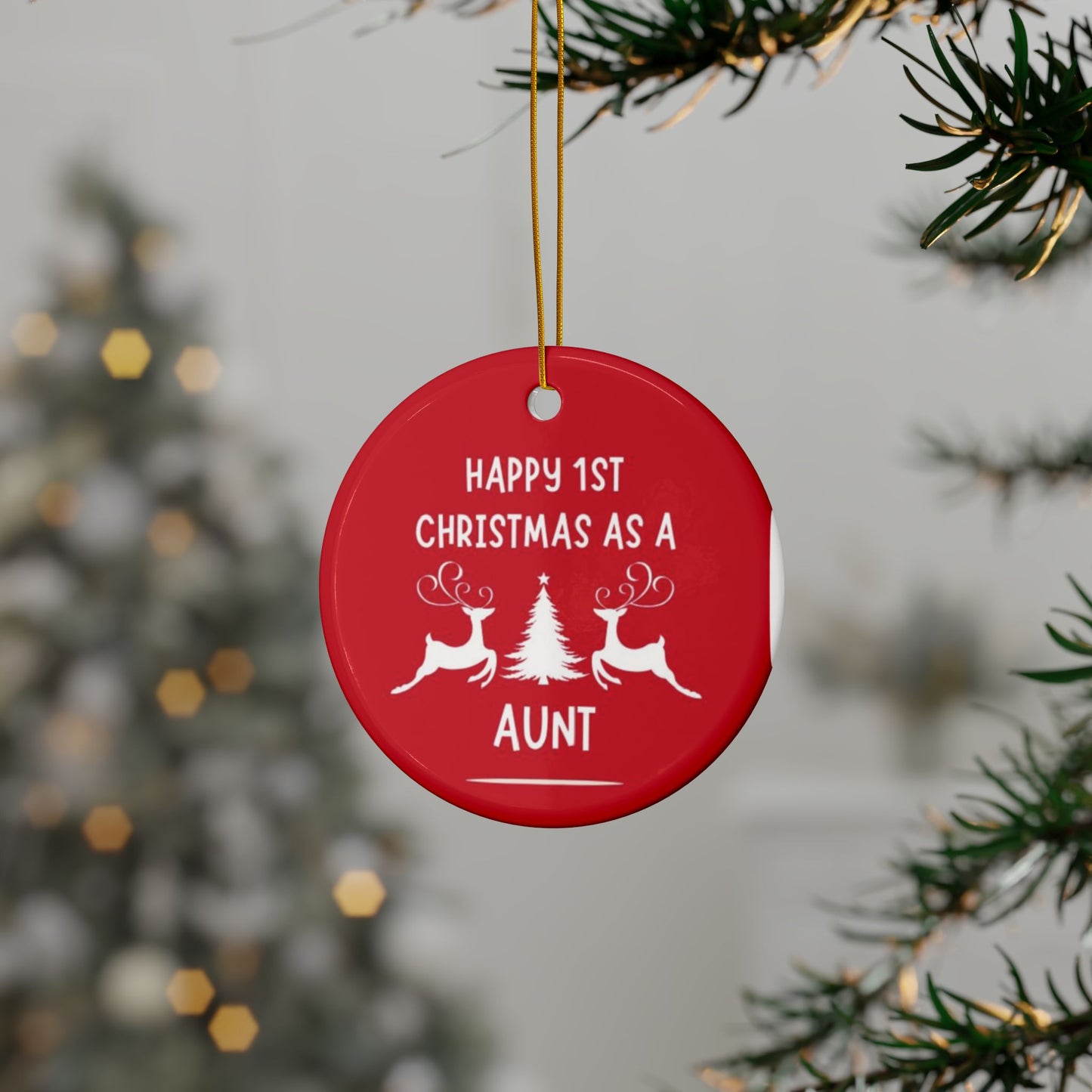 1st Christmas as an Aunt, Ceramic Ornaments, 2-Side Print