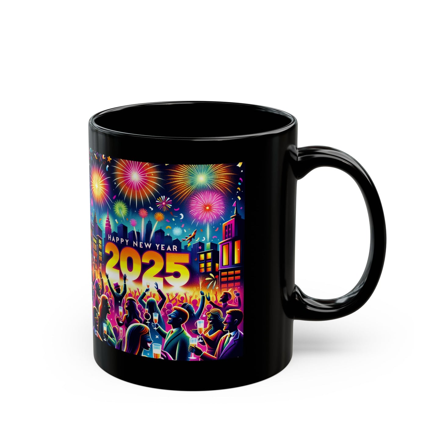 2025 Happy New Years Black Mug