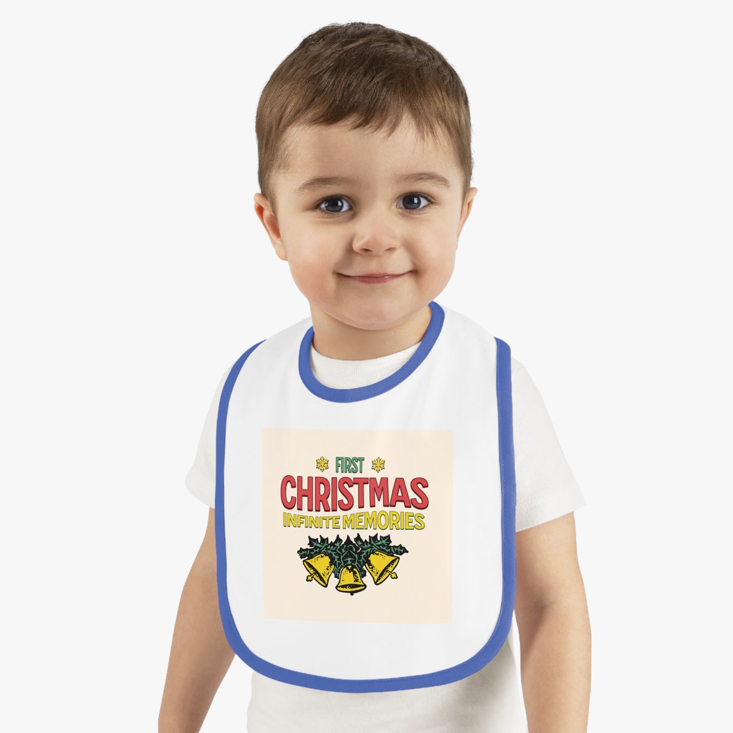 1st baby Christmas Baby Contrast Trim Jersey Bib