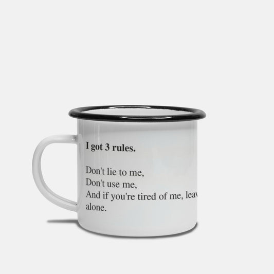 Woman Rules Camp Mug 10 oz. (Black Rim)