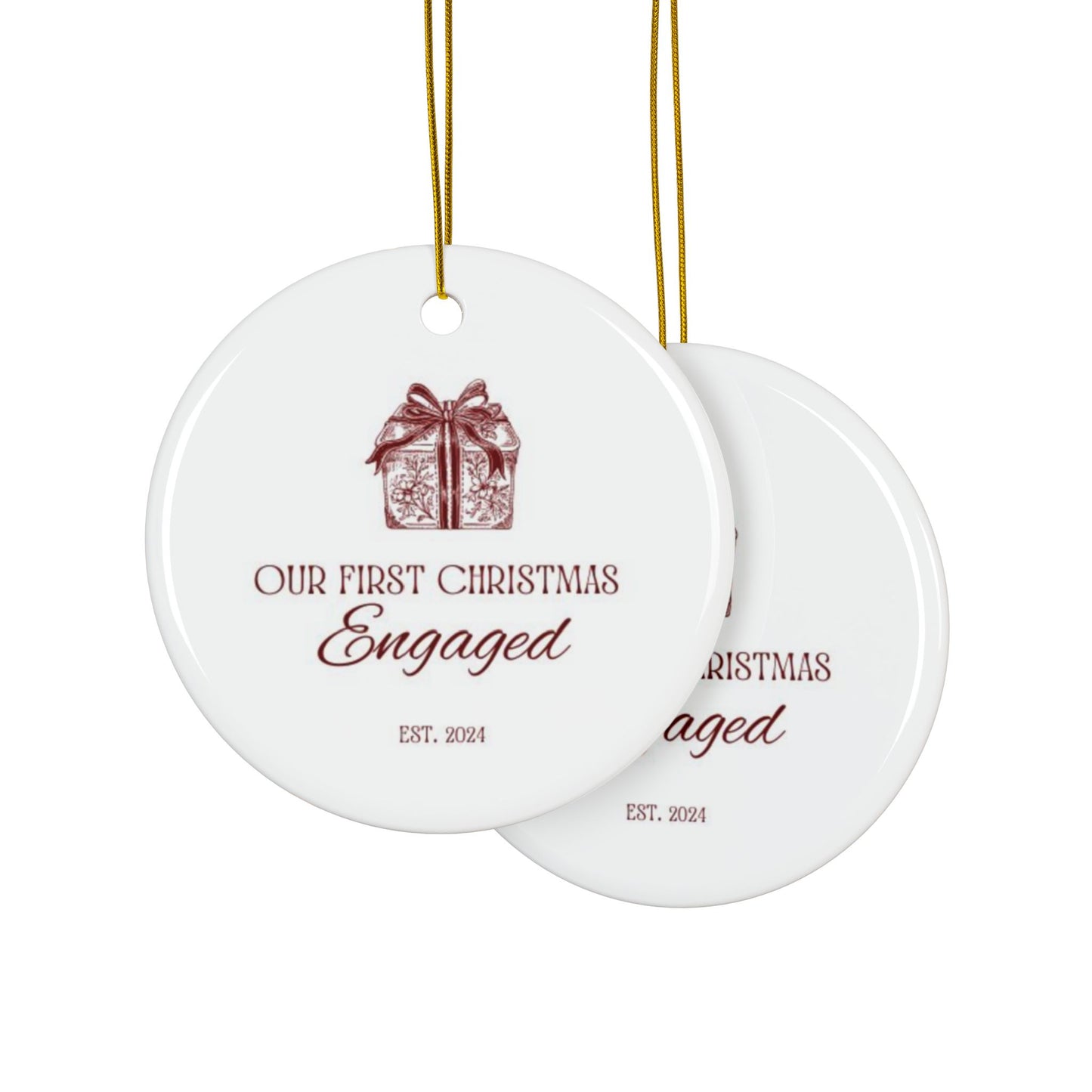 1st Christmas Engaged, Ceramic Ornaments, 2-Side Print