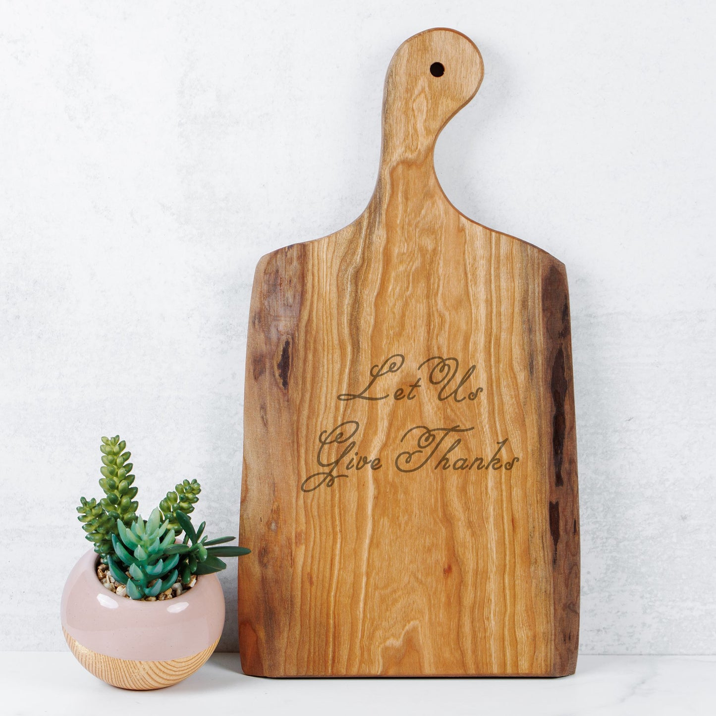 Let Us Give Thanks, Live Edge Artisan Wood Serving Board